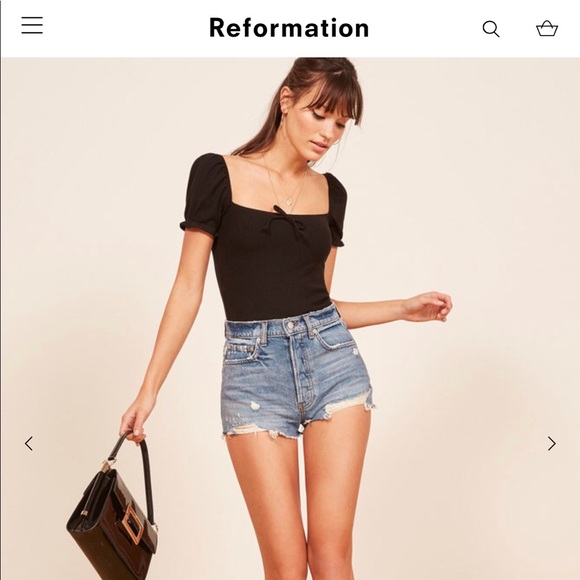reformation jean shorts